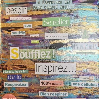 Série "Messages inspirants" 2023 Techniques mixtes & or sur toile coton 29.5 x 24.5 cm
