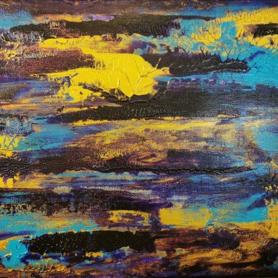 2022 Acrylique, techniques mixtes & or sur toile coton 30 x 25 cm Adoptée