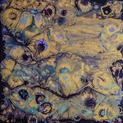 2020 Acrylique pouring sur toile coton 30 x 30 cm Adoptée
